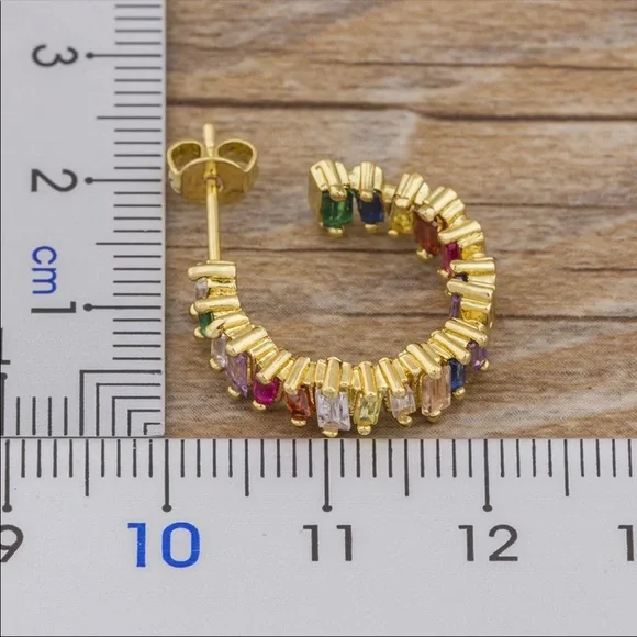 Colorful Hoop Earrings, NWT - Picture 2 of 9